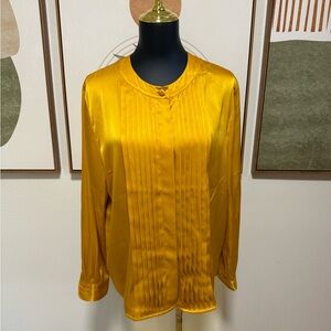Vintage Jason Prescott Yellow Long Sleeve Blouse with Pleated Front